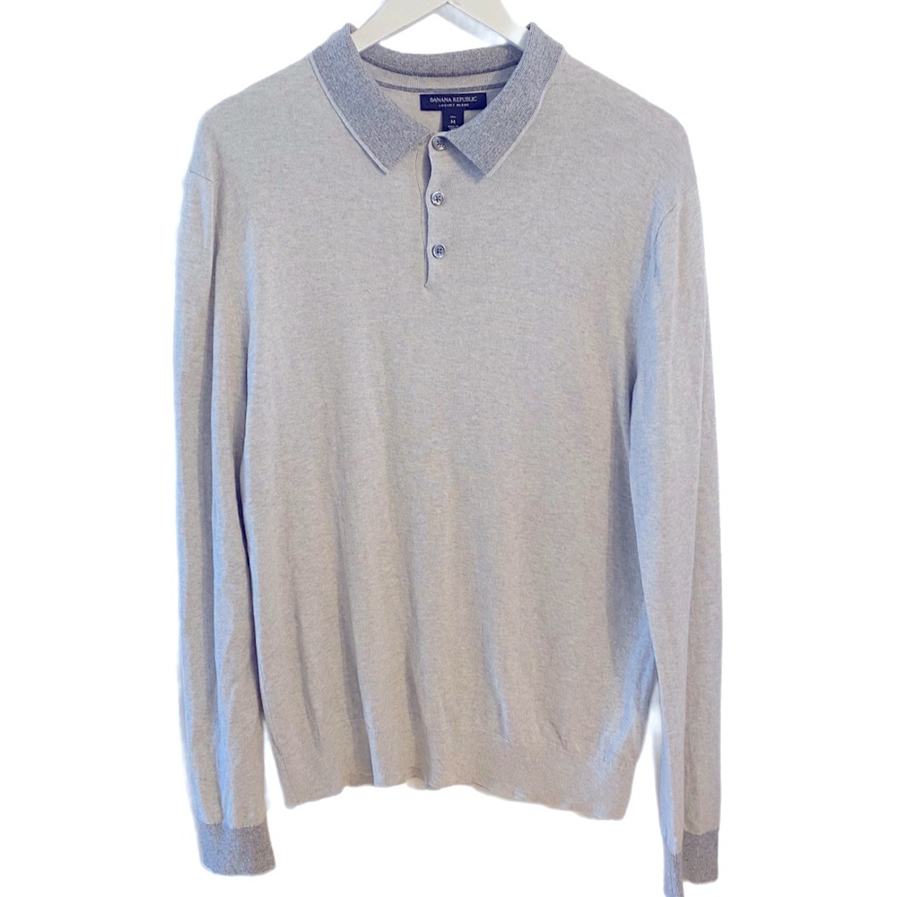 Banana Republic Men's Luxury Blend Grey Polo Shirt